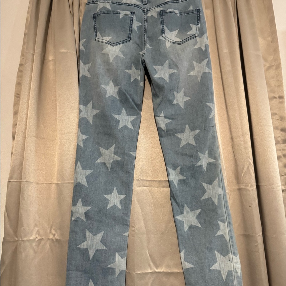 Easel Sky Blue Star Pattern Skinny Jeans - Picture 7 of 11